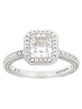 Judith Ripka Cubic Zirconia Rhodium Plated Sterling Silver Ring 3.56ctw Size 9